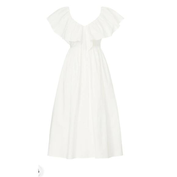 Adam Lippes Midi Dress White Cotton - Picture 8 of 8